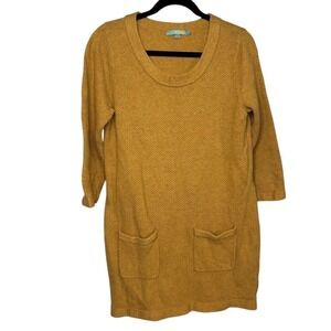 Boden Chunky knit Sweater Dress‎ Size 12 Mustard Yellow Cashmere Blend Lagenlook